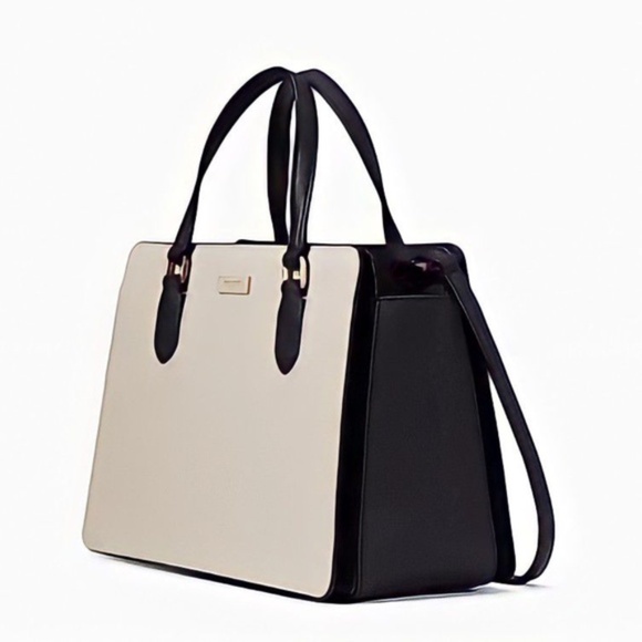 kate spade Handbags - Spring! KATE SPADE Leather Satchel, Black and Cream w/ Dust Cover + Gift Box!